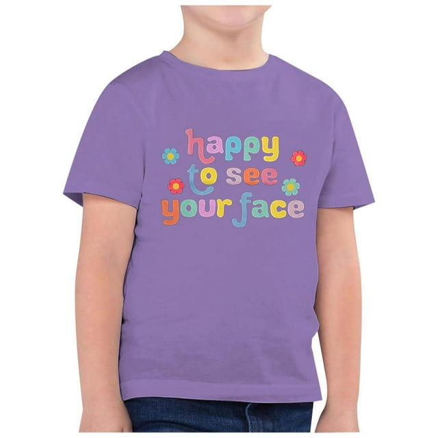 AQUARIVE T-Shirts Filles Hauts Enfants Col Rond Manches Courtes Hauts Décontractés avec Imprimés Saison de Rentrée Scolaire Blouses Fille Vêtements Enfants Violet 12-13 T