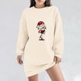 thumbnail image 2 of Pisexur Robes de Noël pour Femmes, Robe Chandail en Molleton à Col Rond Imprimé Verres de Vin Tendance, Robe de Fête Décontractée à Manches Longues, Robe de Vacances de Noël Mini Robe, 2 of 4