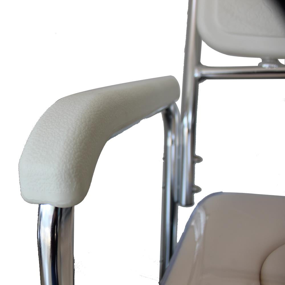 Zimtown Aluminum Shower Chair Bedside Commode w/Casters and Padded Seat, Rolling Transport Chair Lockable Wheelchair Bedside Toilet Seat