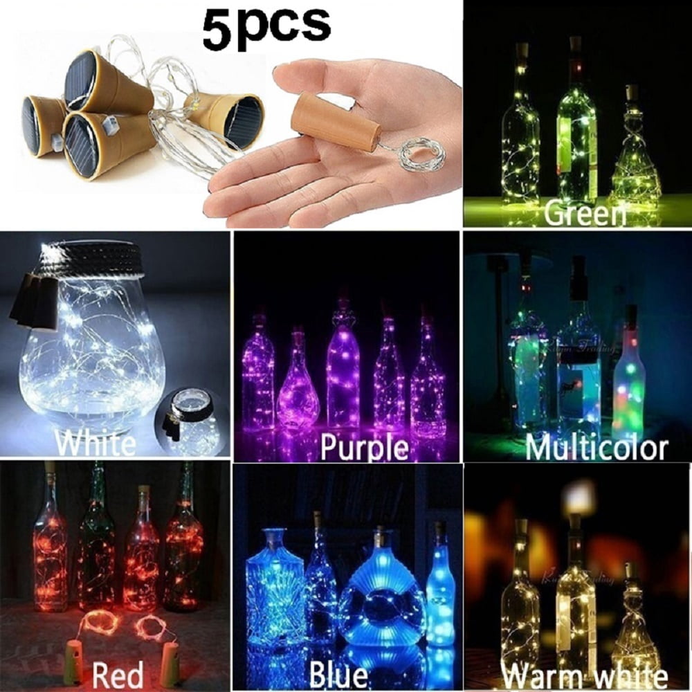 5Pack Copper LED String Fairy Night Cork Lights Wire Wine Bottle Lamp Xmas Decor 