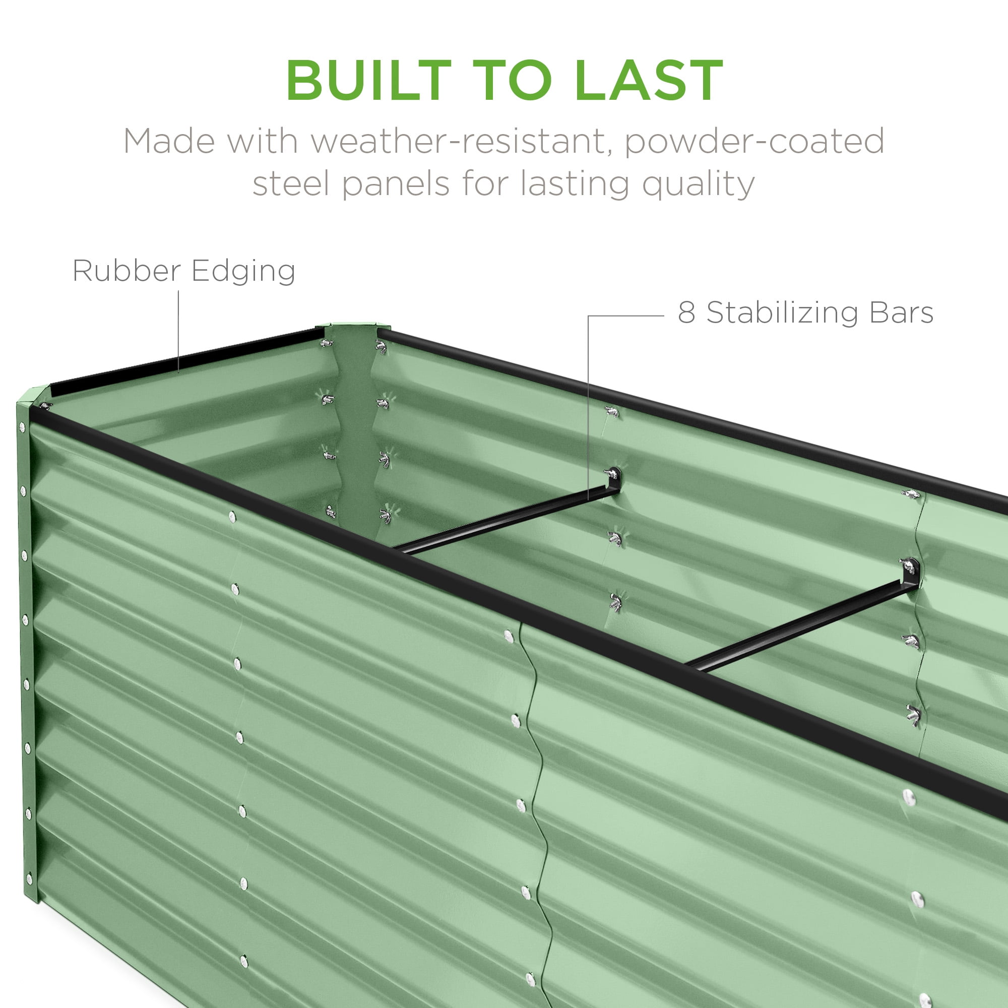 Best Choice Products 8x2x2FT Large Outdoor Planting Box for Backyard Vegetables, Herbs, Flowers, Greenery - Sage Green