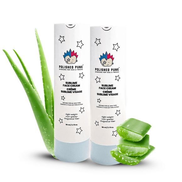 Polished Punk - All Natural Sublime Facial Cream for Kids & Tweens, Fragrance-Free, Lightweight, Non-Greasy Face Moisturizer, 50 ml (Pack of 2)