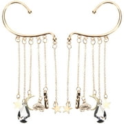 Moon Tassel Earrings for Women Trendy Rhinestone Tears Womens Piercing Miss 2 Pcs
