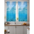 thumbnail image 2 of Blue Teal Summer Beach Curtains 54 Inch Length,Sheer Curtains for Bedroom Living Room Window Coastal Nautical Seawater Ocean Rod Pocket Drapes Kitchen Curtains Small Half Window 52"x54" 2 Panels, 2 of 7