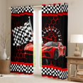 thumbnail image 2 of Manfei Red Racing Car Black Out Curtains for Boys, Modern Checkered Flag Curtains Pack of 2 (42x63 Each), Fashion Honeycomb Bedroom Curtains, Window Curtains Bedroom Decor, 2 of 6