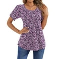 thumbnail image 3 of Fantaslook Blouses for Women Pleated Short Sleeve Tunic Tops Dressy Casual Summer Shirts, 3 of 9