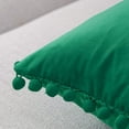 Set of 2 Velvet Cushions with Pompoms Solid Color Cushion Covers