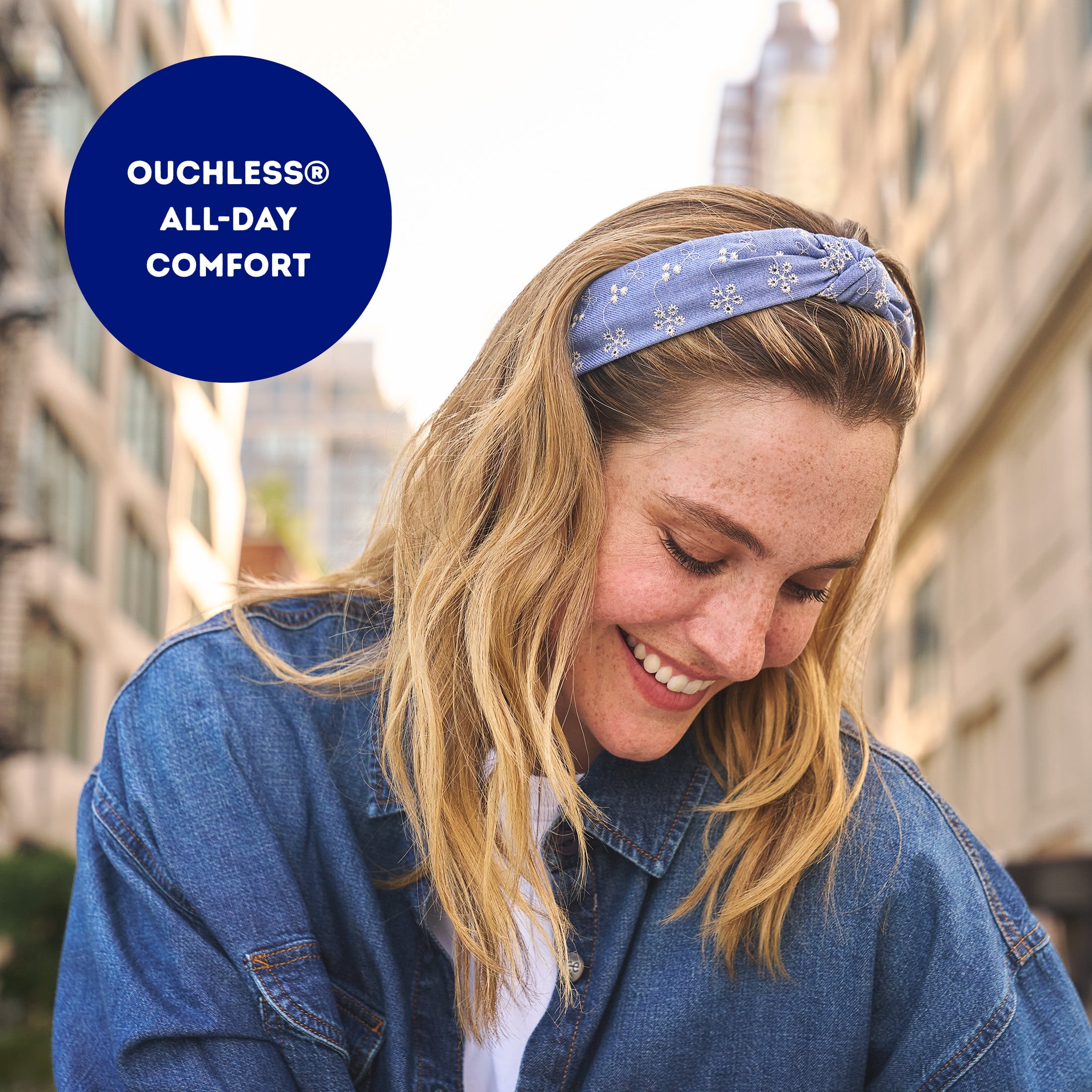 Goody x Lee Denim Knot Headband, All Day Comfort, All Hair Types, 1 Count