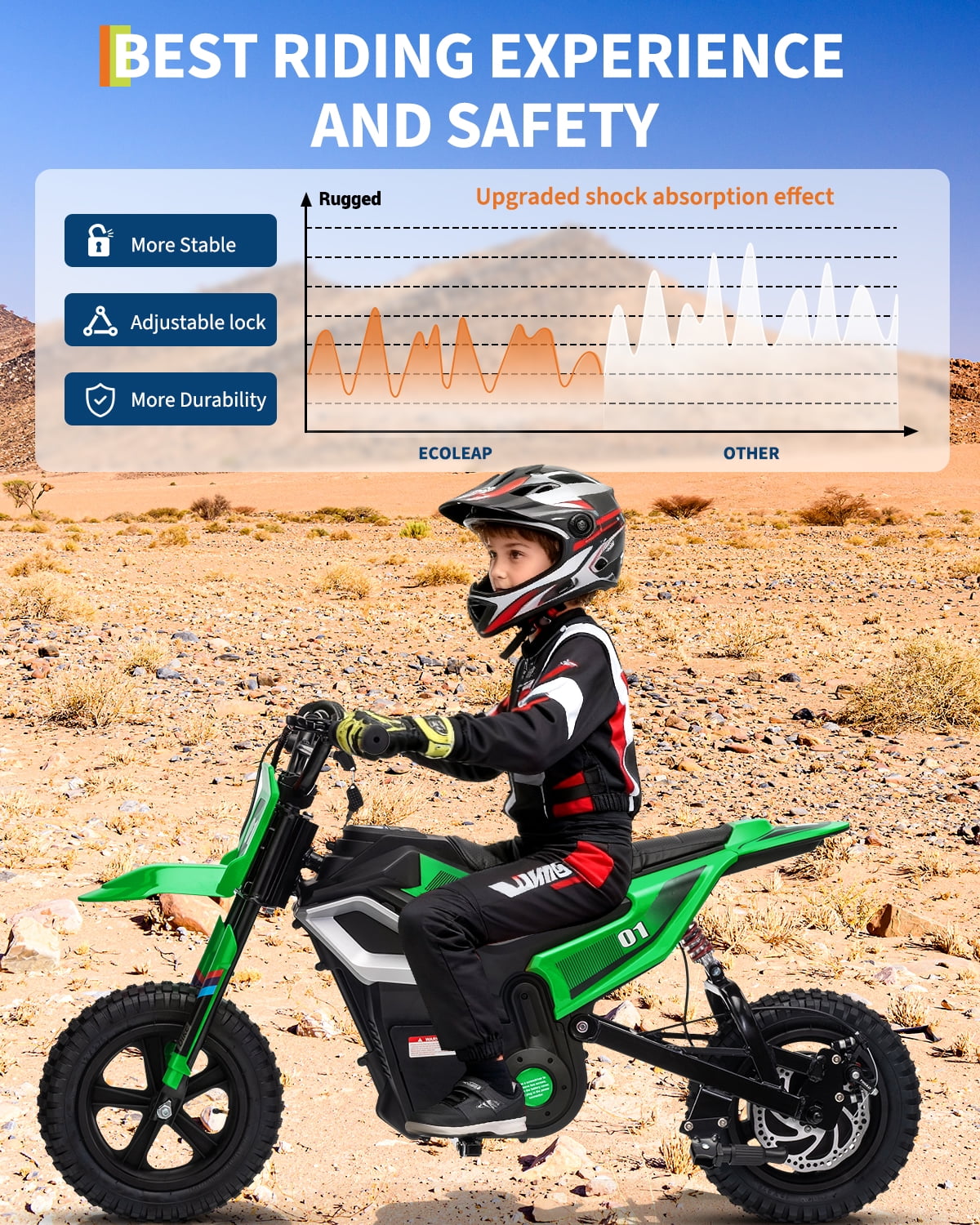 24V Kids Electric Dirt Bike - 350w Kids Motorcycle, 13.67 Mph Max Speed Electric Bike for Kid, Rear Wheel Suspension, 12 Miles Range, Twist Grip Throttle, Rubber Tire