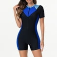 thumbnail image 5 of CHUMUD Womens One Piece Swimsuit Rash Guard with Built in Bra Short Sleeve Front Zip Full Body Surfing Swim Suit, 5 of 9