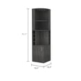 thumbnail image 5 of 93" Tall Bar Cabinet, Wooden Wine Cabinet with 8 Wine Cubbies, Glass Rack and Double Door, Corner Wine Cabinet Wine Rack for Kitchen, Dining Room Living Room, Dark Gray, 5 of 7