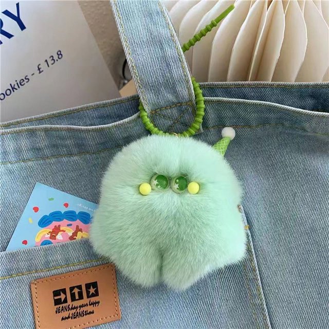 Cute Imitation otter Rabbit Hair Ice Cream Clumsy Pendant Car Key Chain Bag Accessories Gift