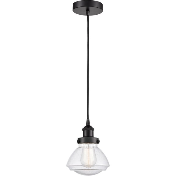 616-1PH-BK-G324 Innovations Lighting Olean - 1 Light Mini Pendant In Industrial Style-7.75 Inches Tall and 6.75 Inches Wide-Matte Black Finish-Seedy