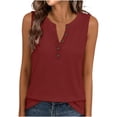 thumbnail image 2 of TGSLY Women's Waffle Knit Henley Tank Tops Breathable Soft Half Button Placket Solid Color Vest Loose Casual Fit Sleeveless Tunic Shirts M, 2 of 7