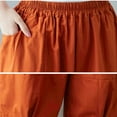 thumbnail image 4 of Gifts Usmixi Womens Casual Cropped Pants Summer Elastic Waist Loose Straight Half Trousers Soft Cotton Linen Solid Leisure Wear Pants with Pocket Orange l, 4 of 5