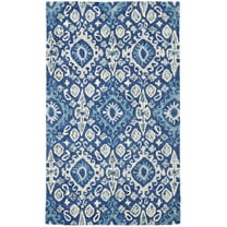 SAFAVIEH Aspen Isaiah Floral Bordered Wool Area Rug, Navy/Beige, 2' x 3'