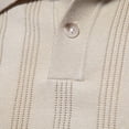thumbnail image 6 of JTieacloth Mens Collar Shirt Mens Summer Lapel Casual Knit Shirt Fashion Solid Color Cotton Short Sleeve Size Top Beige S, 6 of 6