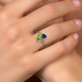 thumbnail image 4 of Gem Stone King 925 Sterling Silver Blue Created Sapphire Green Peridot and White Diamond Ring for Women (1.66 Cttw, Heart Shape 6MM, Gemstone September Birthstone, Size 5), 4 of 6