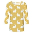 thumbnail image 4 of BOOMILK Easter T Shirts for Women Casual Round Neck 3/4 Sleeve Day Funny Printed Tshirt, 4 of 4