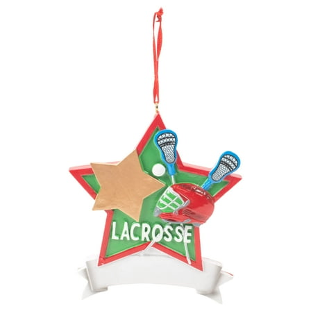 Kurt Adler 3.75-Inch Red and Green Personalized "Lacrosse" Christmas Ornament