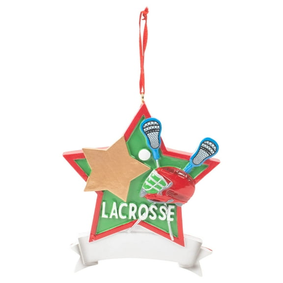Kurt Adler 3.75-Inch Red and Green Personalized "Lacrosse" Christmas Ornament
