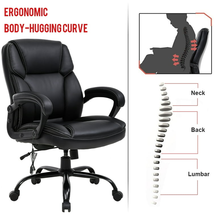 Big & Tall 400lb PU Leather Massage Office Chair-Black