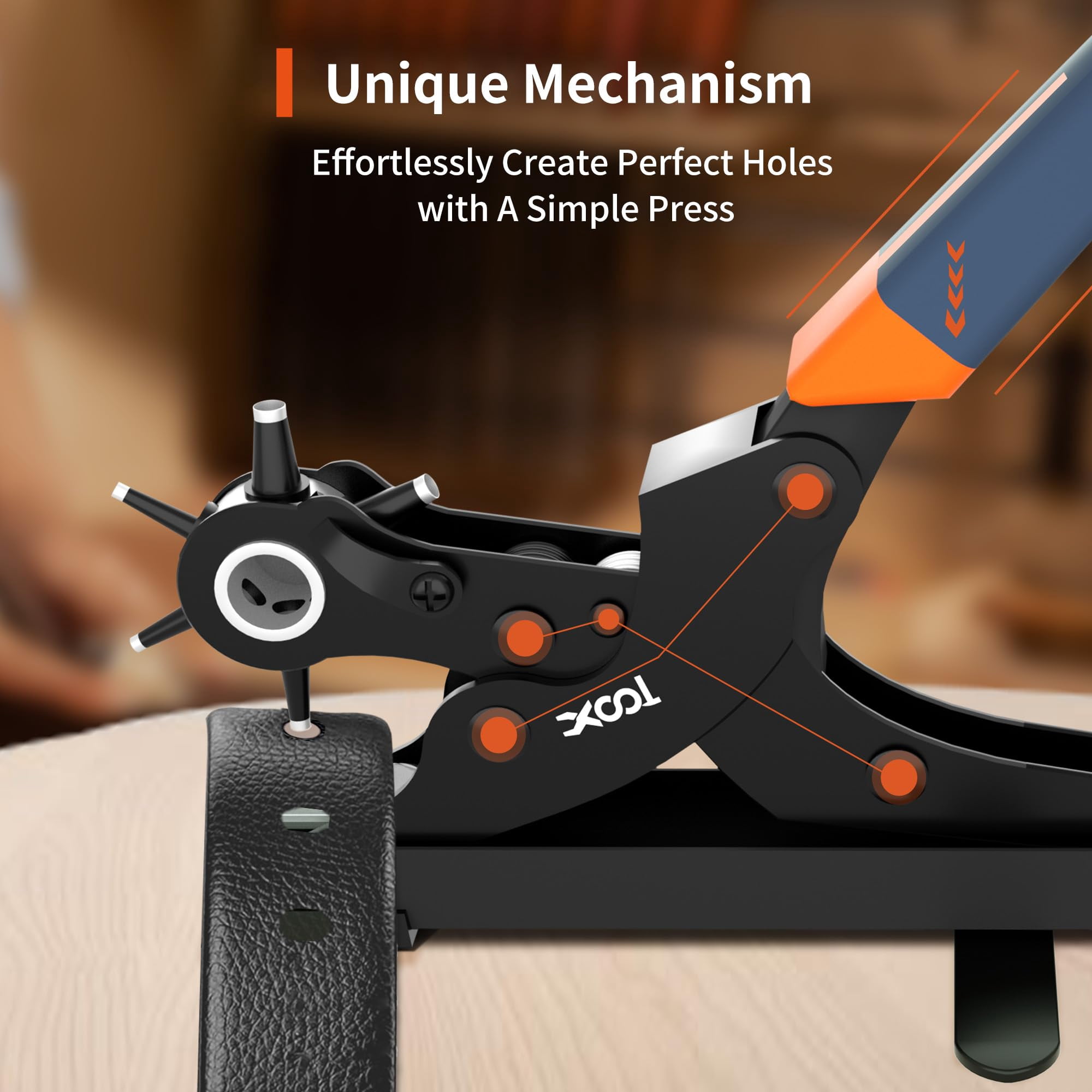 Revolving Punch Plier Kit  Leather Hole Set For Belts Watch Bands Straps Dog Collars Saddles Shoes Fabric Diy Home Or Craft Projects Heavy Duty Rotary Puncher Multi Sizes Make