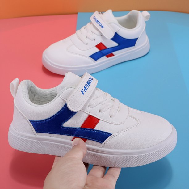 Zapatos blancos para niños Zapatos de tabla para niños Primavera y otoño Zapatos para niñas de tamaño mediano y grande para las cuatro estaciones Zapatos blancos de campus con suela blanda a prueba