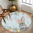 thumbnail image 2 of Round Rugs 7Ft, Easter Round Area Rug Washable Indoor Throw Carpet, Country Spring Botanical Eggs Trees Wooden Grain Large Non Slip Circle Rug for Dining Room Playroom Home Decor Aesthetic, 2 of 8