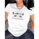 thumbnail image 2 of Cross & Flag & Slogan Print Comfy T-Shirt, Round Neck Short Sleeve Sports Tee, Women's Activewear, 2 of 8