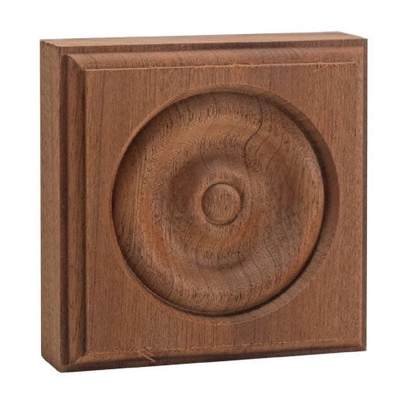 Hardwood Casing Corner Rosette Block 1" x 3" Square EWAP30, Sapele Mahogany