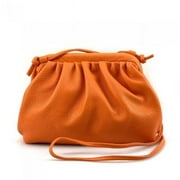 Italian Artisan  Stefano Women Handcrafted Calfskin Leather Crossbody Handbag, Orange - Small