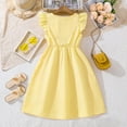 thumbnail image 4 of Tfken Dress For Girls 2025 Elegant Classy A-Line Solid Color Fashion Trendy Yellow Crew Neck Toddler Dresses Size 11 Years-12 Years, 4 of 9
