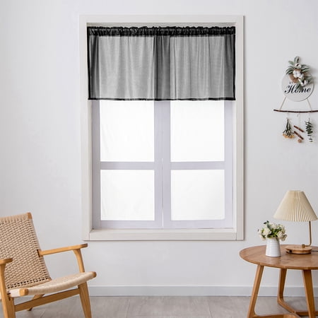 Fashnice Short Valance Semi-sheer Half Window Curtain Rod Pocket Simple ...