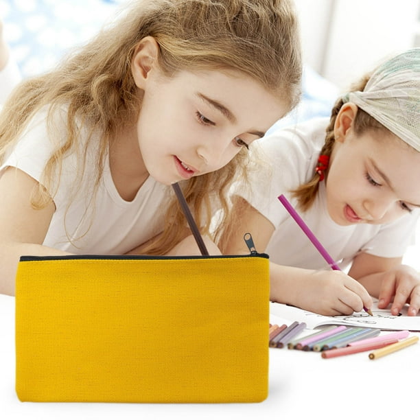 Xihbxyly Estuche Amarillo para Lápices, con Cremallera, Gran Capacidad, Ligero y Duradero, Ideal para Oficina, Escuela, Maquillaje, Monedas y Cambio, 21 X 12 Cm.