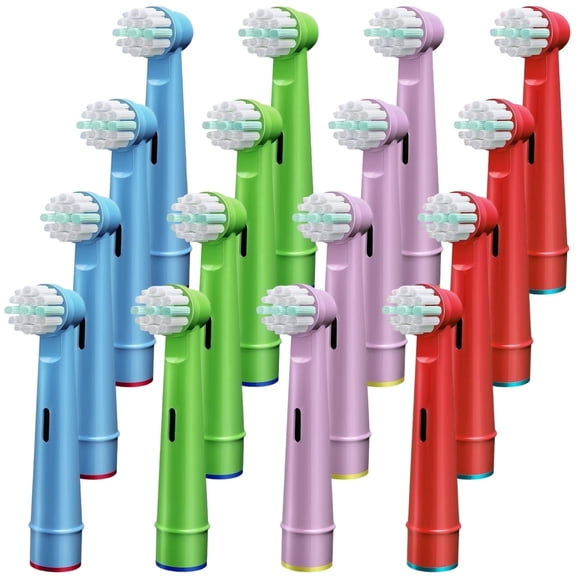 Kids Replacement Heads Compatible with Braun Oral B, Kids Electric Toothbrush, Soft Replacement Toothbrush Heads for Gentle Care, 16 Count