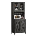 thumbnail image 3 of DEXTRUS Freestanding Farmhouse Bar Cabinet with 4 Door for Liquor and Glasses, Charcoal Grey, 3 of 9