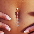 thumbnail image 4 of K-KED Butterfly Belly Button Bar Barbell Drop Dangle Body Piercing Navel Ring Bar Gift-Gold, 4 of 6