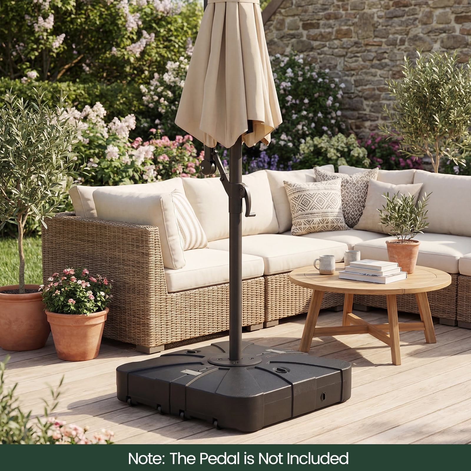 ELLEGNT 285 LBS Cantilever Umbrella Base with Wheels - Heavy-Duty Outdoor Stand for Patio or Garden