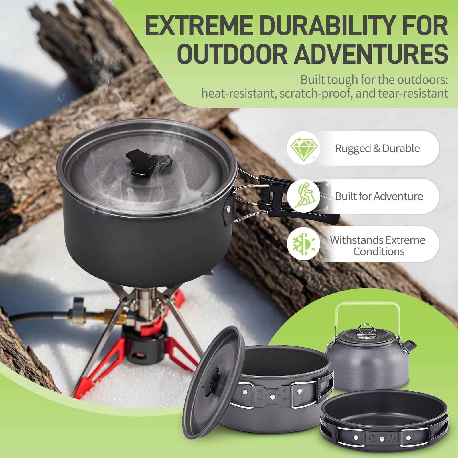 Zimtown Camping Cookware,Camping Gear Set,Lightweight,Compact for Outdoor Backpacking Camping,Outdoor Kitchen, Picnic,Hiking and Fishing