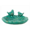 thumbnail image 2 of Ceramic Bird Feeder W/ Leaf Pattern & Two Sitting Birds In Green, 2 of 2