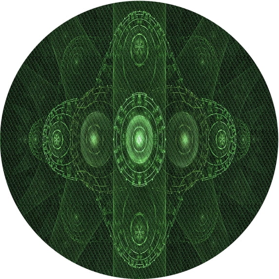 Ahgly Company Machine Washable Indoor Round Transitional Green Area Rugs, 8' Round