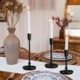 thumbnail image 4 of Rustic Cast Iron Taper Candle Holder - Set of 3 Vintage Candle Stands, Candlestick Holders for Wedding, Dining, Party Décor (Black), 4 of 7