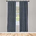 thumbnail image 4 of Ambesonne Striped Window Curtains, Triangle Rhombus Shapes, Each 28" W x 63" L, Dark Blue Black White, 4 of 4