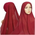 thumbnail image 1 of Hijab Rouge pour Femmes Décontracté Couleur Unie Multicolore Casquette Musulmane Hijab, 1 of 3