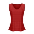 thumbnail image 4 of Meichang Womens Sleeveless V Neck Tank Tops Summer Loose Fit Comfy Shirts Basic Solid Color Tops Lightweight Going Out Pullover Blouses, Red M, 4 of 8