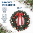 thumbnail image 7 of Pre-Lit Artificial Pine Christmas Wreath for Front Door - LED Lights - Red Bow & Red/Gold Ball Ornaments - Indoor/Outdoor Holiday Mantel Wall Decor, 7 of 7