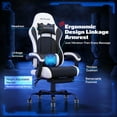 thumbnail image 3 of RSPGame Massage Ergonomic Gaming Chairs for Adults,Pocket Spring Cushion,PU Leather Office Chairs with Lumbar Support and Retractable Footrest,Home and Office Computer Chairs-White Racing, 3 of 12