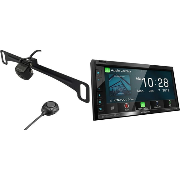 Kenwood DNR476S Digital Multimedia/Navigation Receiver with CMOS-320LP Multi-Angle Rear View Camera with License Plate Mounting