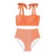 thumbnail image 5 of Trajes de baño para mujer, traje de baño de bikini de tirantes sin espalda de color liso para mujer, conjunto de bikini con bloques de color y hombros descubiertos, trajes de baño para mujer, trajes d, 5 of 6